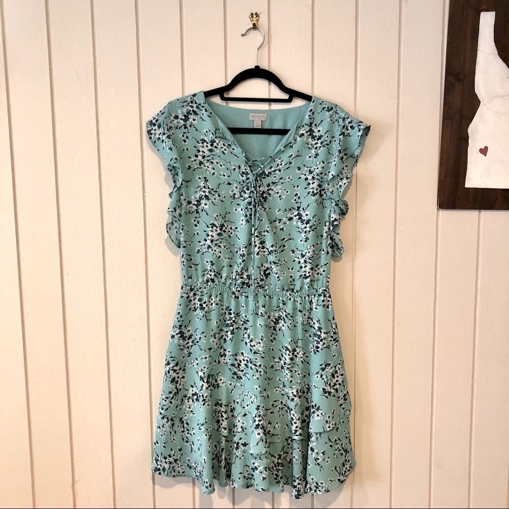 Belle Sky Blue Floral Ruffle Mini Dress